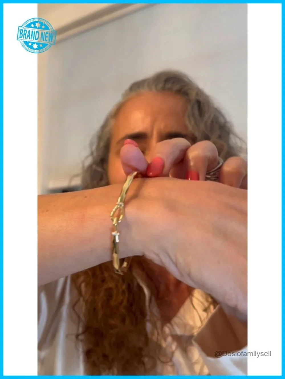 Faceted Hook Tension Cuff Bracelet Brass